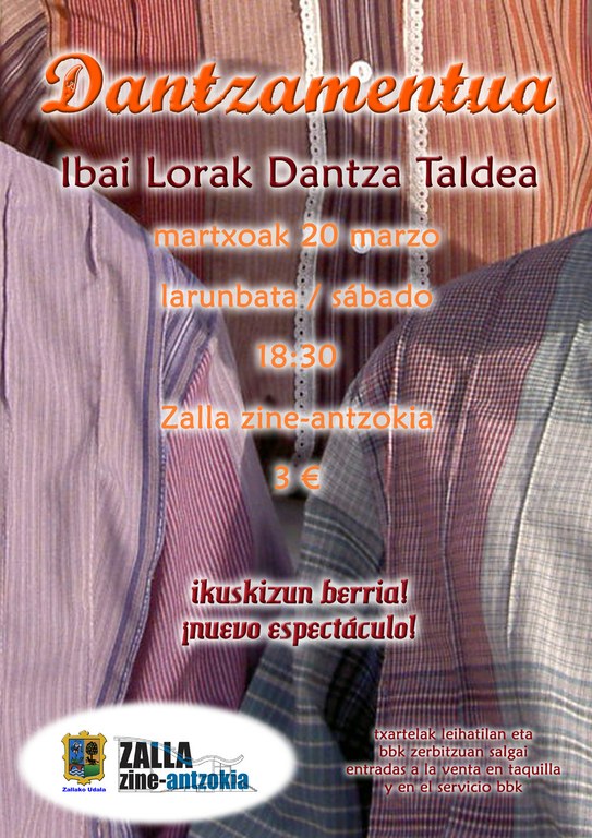 Dantzamentua aurkeztuko du Ibai Lorak dantza taldeak Dantzamentua aurkeztuko du Ibai Lorak dantza taldeak