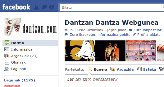 Dantzan.com Facebook-en, orain komunitatea da