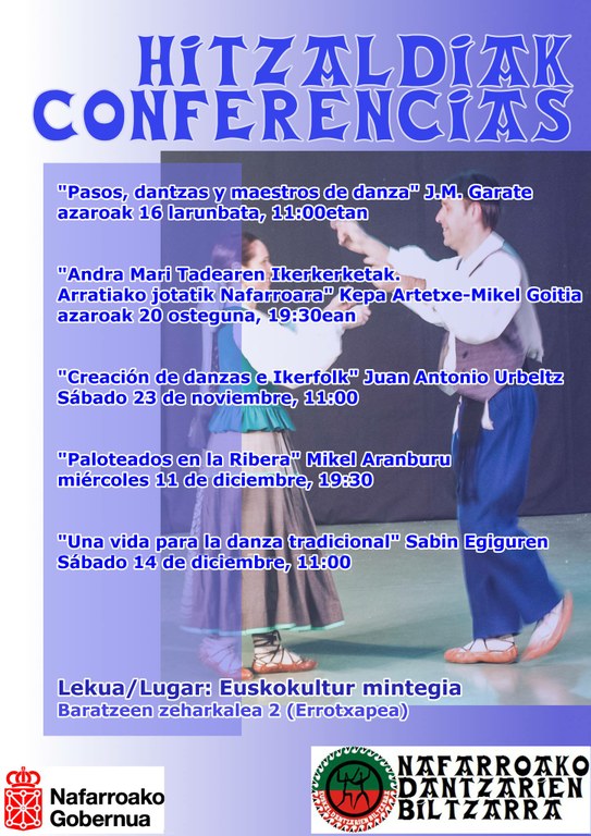Dantza tradizionalaren inguruko hitzaldi sorta antolatu du Nafarroako Dantzarien Biltzarrak