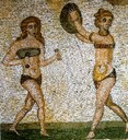 4. mendeko Erromako mosaikoa, emakume kirolariak.