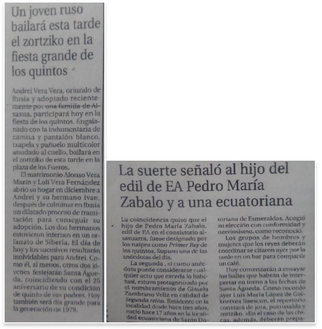 Altsastuko Zortizkoa egunkarietan