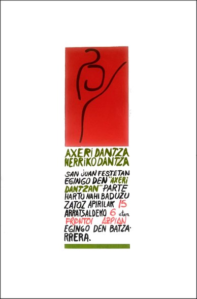 Axeri-dantza afitxa 1978-79 cc Axeri-dantza, Gotzon Etxeberriak egindako kartela, 1978-79 inguruan.