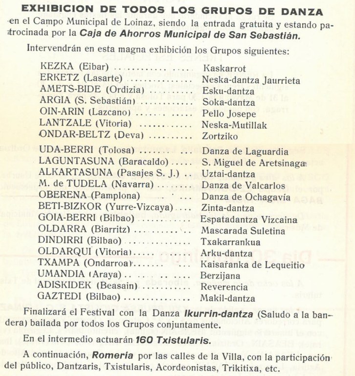 Beasain 1971 Loinaz festak programa 014 dantza-jaialdia