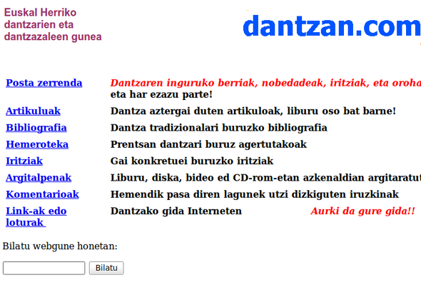 dantzan.com 2001 2001eko martxoaren 12an dantzan.com-ek zeukan irudia.