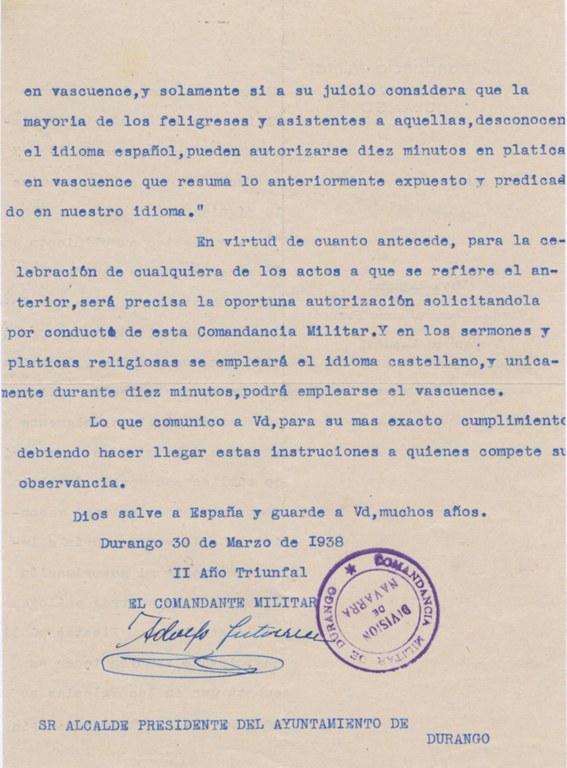 Euskara eta dantza debekatu zituzten orain 80 urte 2