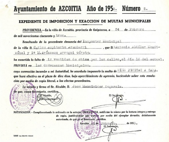 Galtzak jazteagatik multa Galtzak jazteagatik multa