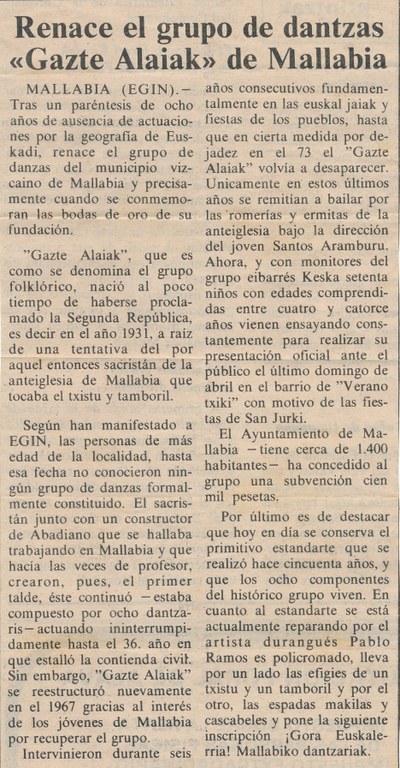 Gazte Alaiak-en birsortzea