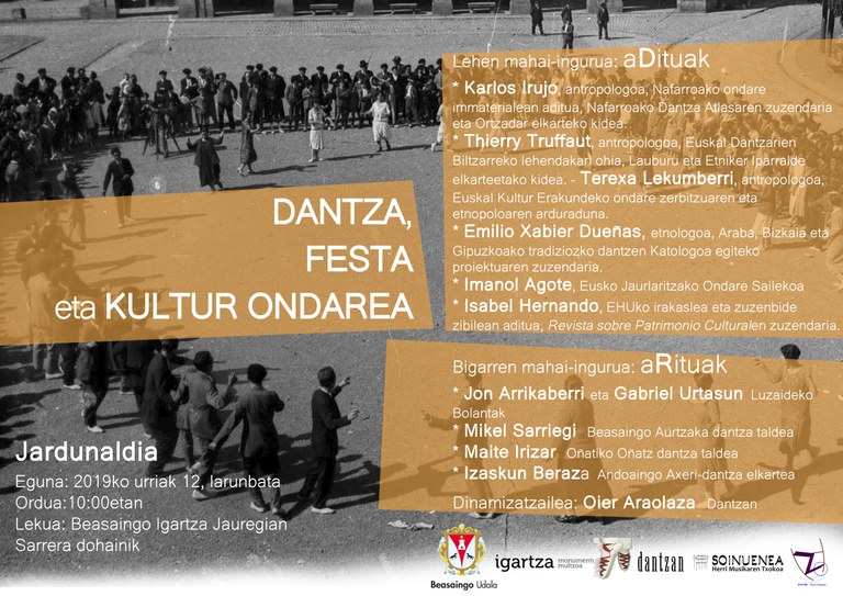 Jardunaldia: Dantza, festa eta kultur ondarea Jardunaldia: Dantza, festa eta kultur ondarea, kartela, 2019-10-17, Igartza, Beasain