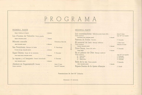 Lizarrako festetako programa, 1951-7