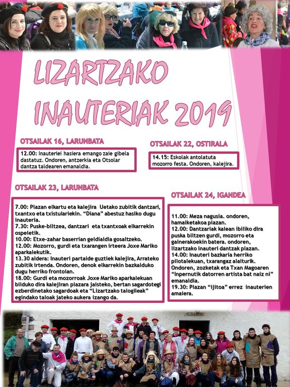 Lizartza inauteriak 2019 egitaraua Lizartza inauteriak 2019 egitaraua