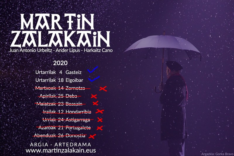 Martin Zalakain 2020 egutegia egindakoak eta bertan behera geratutakoak