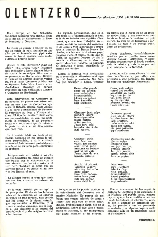 Olentzerori buruz Txistulari 44 (1966) aldizkarian