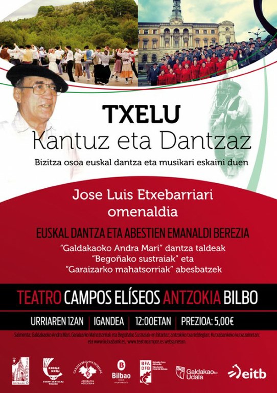 Jose Luis Etxebarria Goiri omenduko dute kantuz eta dantzaz Bilbon