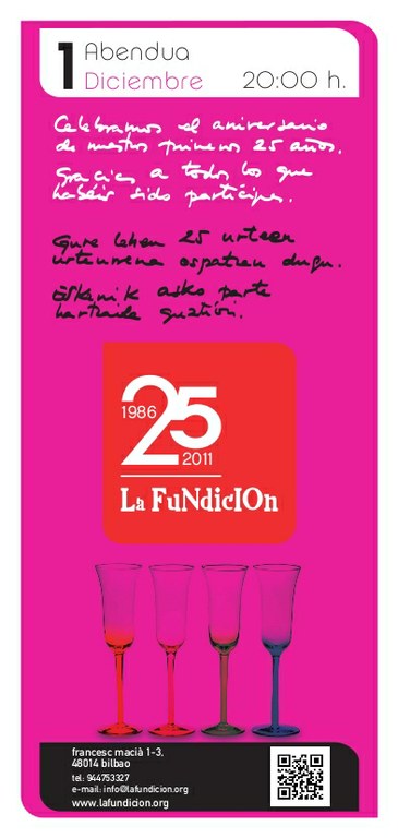 La Fundicion-ek 25. urteurrena ospatuko du La Fundicion-ek 25. urteurrena ospatuko du