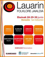 Lauarin Folklore Jaialdia ospatuko Donostian da asteburuan Lauarin Folklore Jaialdia ospatuko Donostian da asteburuan