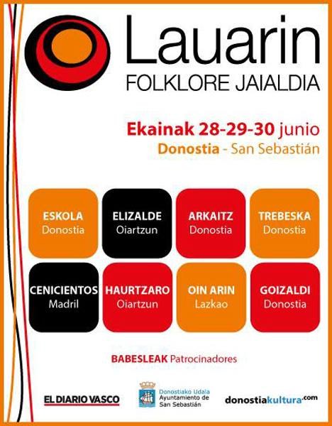 Lauarin Folklore Jaialdia ospatuko Donostian da asteburuan Lauarin Folklore Jaialdia ospatuko Donostian da asteburuan