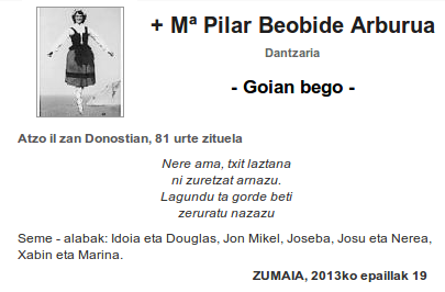 Maria Pilar Beobide, dantzaria Maria Pilar Beobide, dantzaria