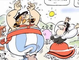 Obelix fandangoa ikasten hasi da