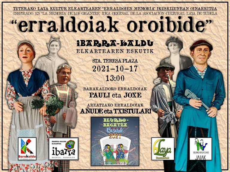 “Erraldoiak, oroibide”: Barakaldoko erraldoi berriak protagonista, oroimena suspertzeko ekitaldi batean, Beurko-Bagatzan.