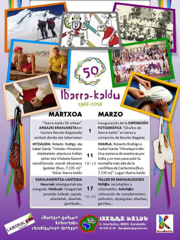 Ibarra-kaldu elkartearen 50.urteurrena: Martxoko programazioa