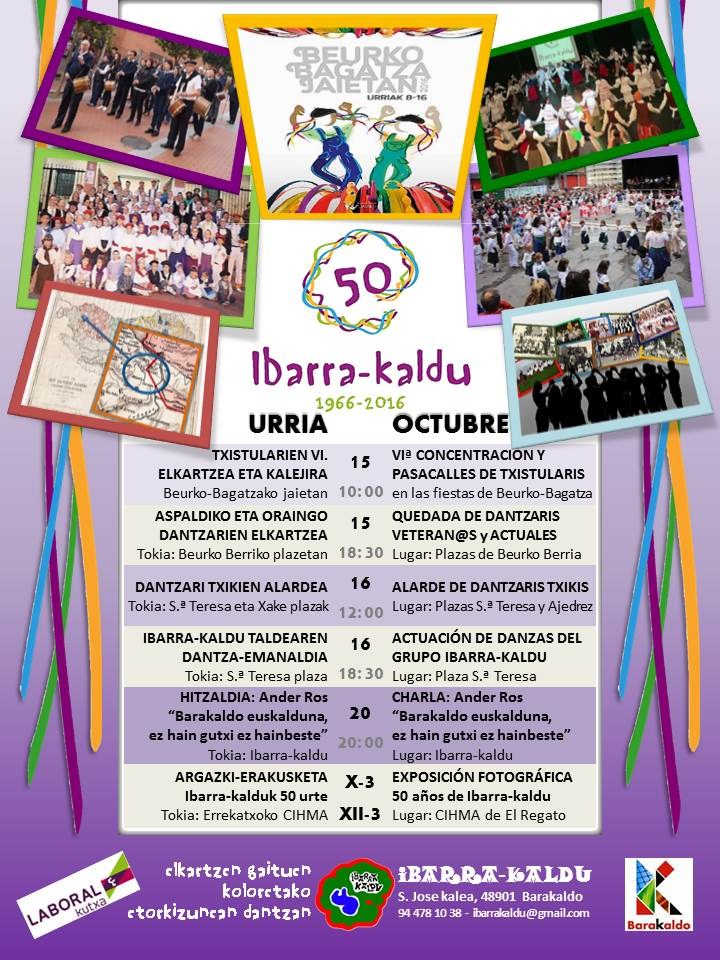 Ibarra-kalduren 50. urteurreneko urriko ekitaldiak