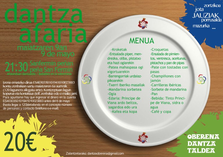 Dantza afaria antolatu du Oberenak maiatzaren 9rako