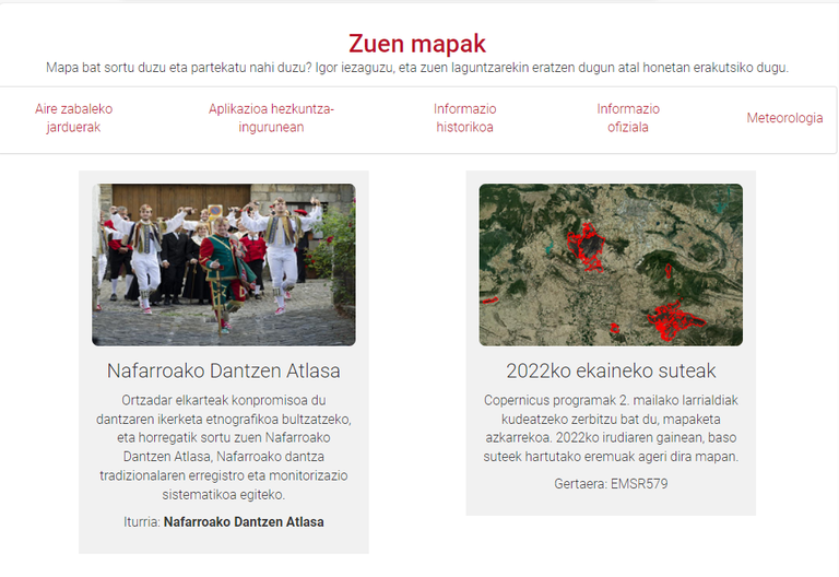Nafarroako Dantzen Atlasaren mapa Nafarroako Geoportalean  Nafarroako Dantzen Atlasaren mapa Nafarroako Geoportalean