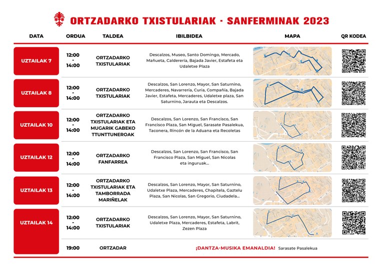 Ortzadarko Txistulariak - SanFerminak 2023