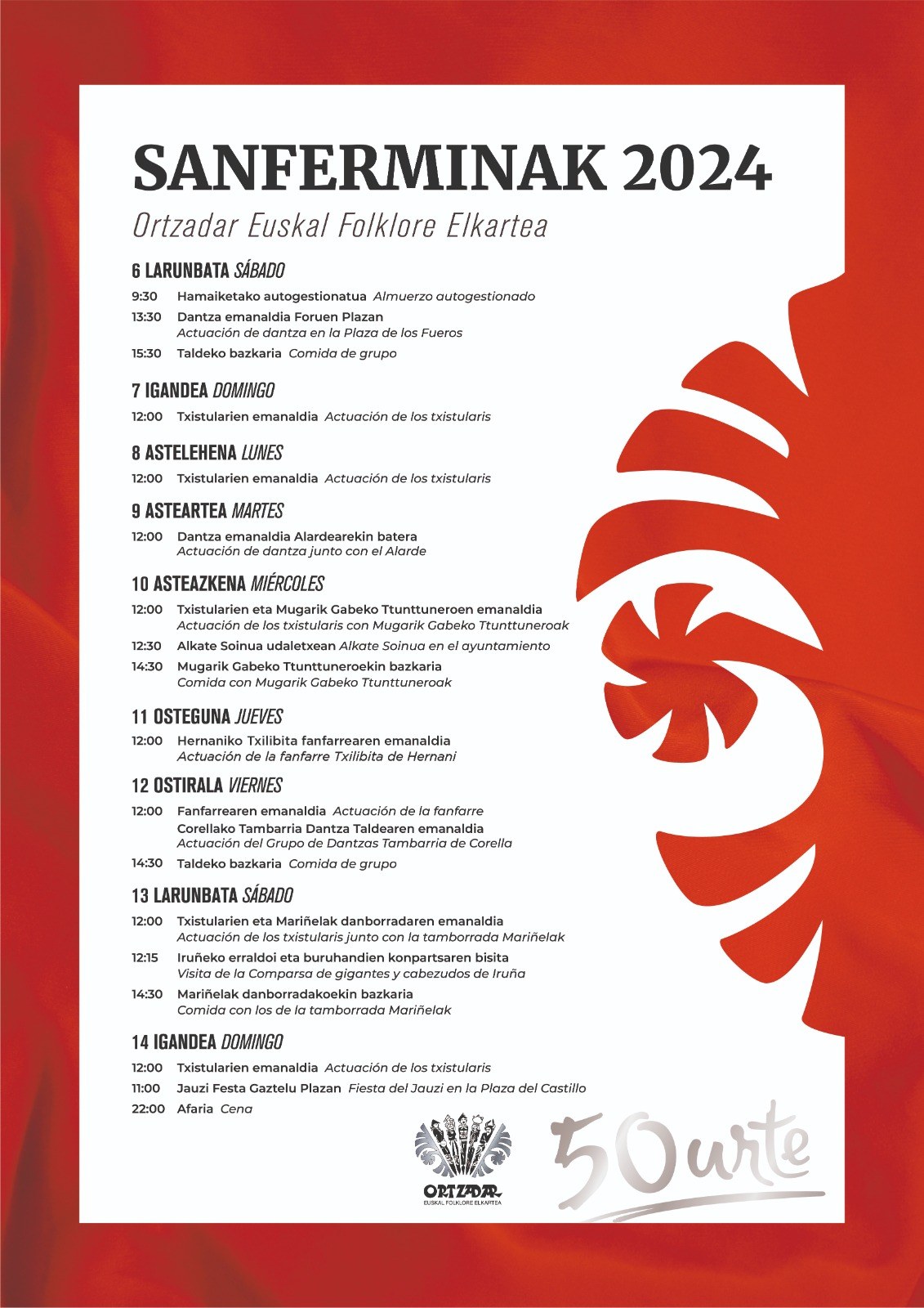 Sanferminak 2024: Ortzadar Euskal Folklore Elkartea