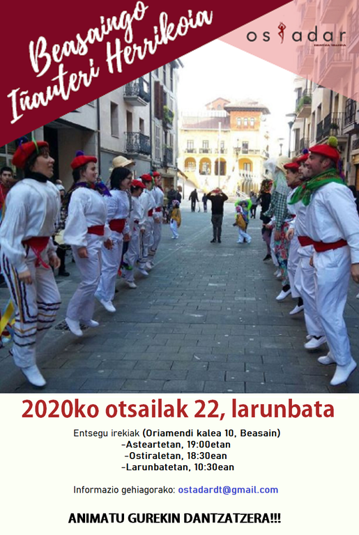 Beasaingo aurtengo Inauterietako dantza-desfile herrikoia prestatzeko entsegu irekiak