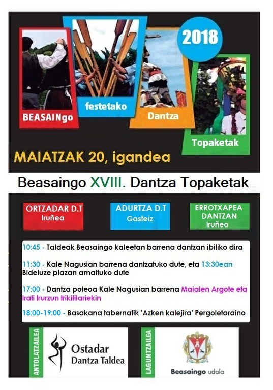 Beasaingo Dantza Topaketen XVIII. eguna datorren igandean, maiatzak 20, Ostadar Dantza Taldearen eskutik