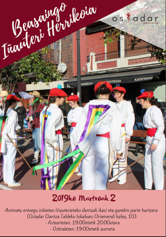 Beasaingo Inauterietako dantza-desfile herrikoia prestatzeko entsegu irekiak