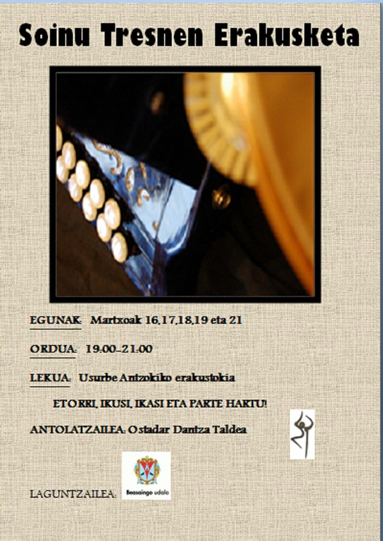 Euskal soinu tresnen erakusketa-hitzaldia Ostadar Dantza Taldearen eskutik Beasainen Euskal soinu tresnen erakusketa-hitzaldia Ostadar Dantza Taldearen eskutik Beasainen