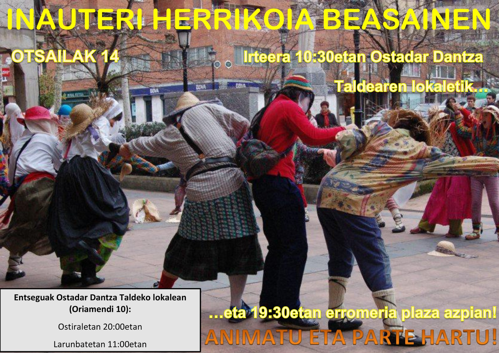 Ihauterietako dantza-desfilea Beasainen Ostadar Dantza Taldearen eskutik