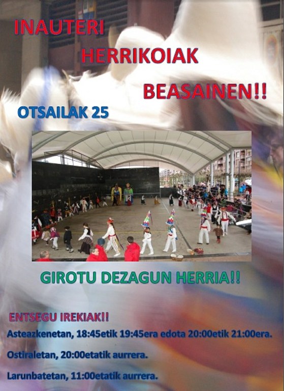 Larunbat honetan (otsailak 25), Beasaingo Inauterietako dantza-desfile herrikoia Ostadar Dantza Taldearen eskutik