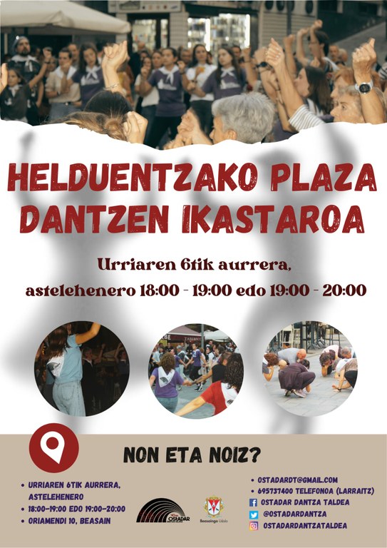 Plaza dantzen ikastaroa osatzeko deialdi berria Beasainen, Ostadar dantza taldearen eskutik Plaza dantzen ikastaroa osatzeko deialdi berria Beasainen, Ostadar dantza taldearen eskutik
