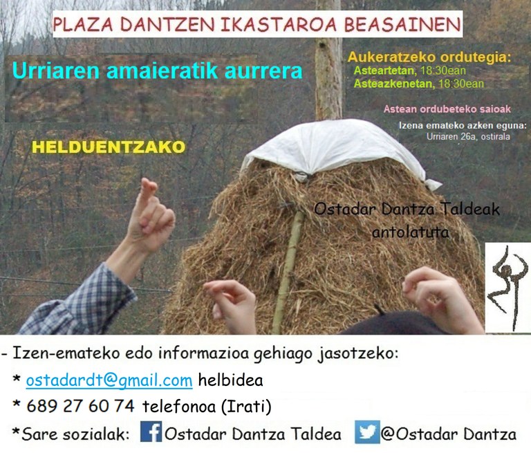 Plaza dantzen ikastaroa urriaren amaieratik aurrera Beasainen, Ostadar Dantza Taldearen eskutik