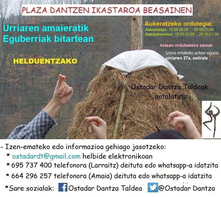 Plaza dantzen ikastaroa urriaren amaieratik aurrera Beasainen, Ostadar Dantza Taldearen eskutik