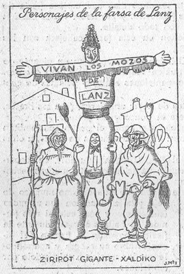 Personajes de la farsa de Lanz: Ziripot, Gigante, Xaldiko Personajes de la farsa de Lanz: Ziripot, Gigante, Xaldiko