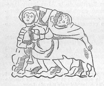 Hombre-caballo tocando la gaita Hombre-caballo tocando la gaita: bajorrelieve de la capilla de San Francisco Javier de la Catedral de Pamplona