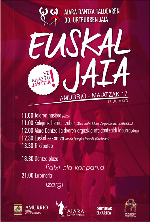 Euskal jaia Aiara Dantza Taldearen 30. urteurrena ospatzeko Euskal jaia Aiara Dantza Taldearen 30. urteurrena ospatzeko