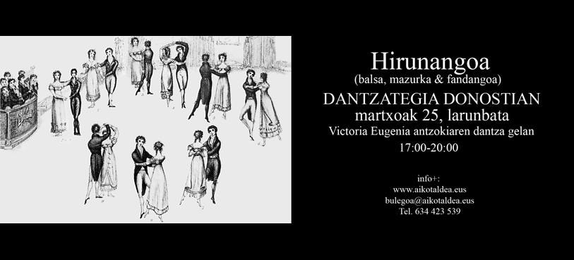 Hirunangoak dantzategia Donostian: balsa, mazurka eta fandangoa