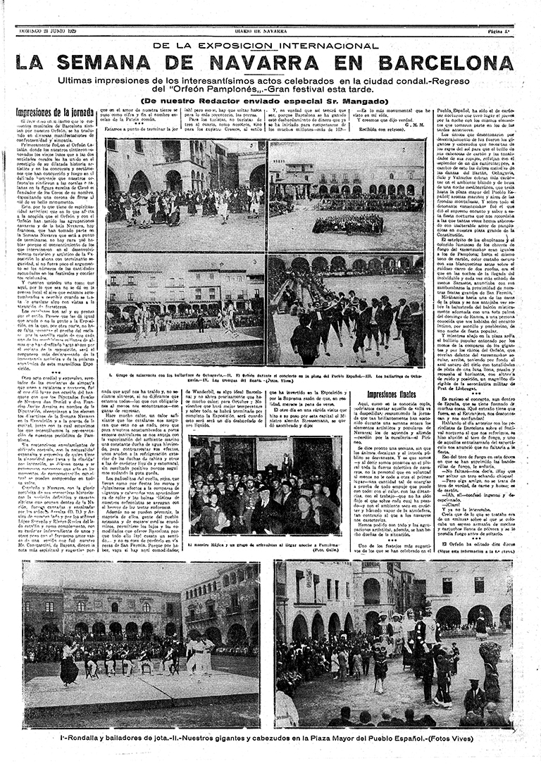 Diario de Navarra - 1929-06-23 Bartzelonako Nazioarteko Erakusketako emanaldien kronika Diario de Navarra - 1929-06-23 Bartzelonako Nazioarteko Erakusketako emanaldien kronika