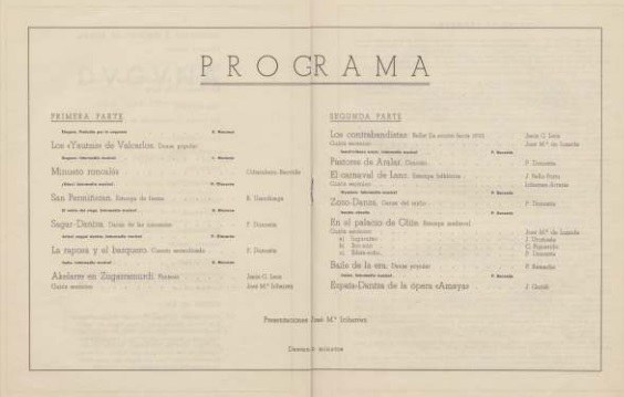 Duguna ikuskizuneko programa