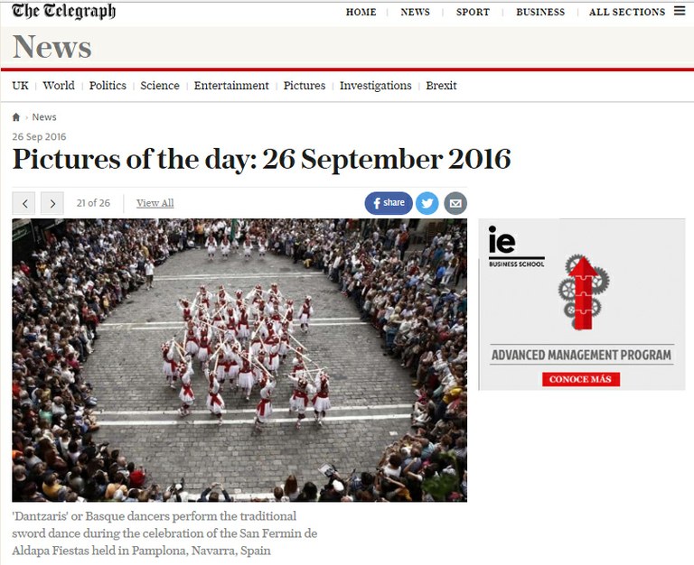 Iruñeko dantzariak "The Daily Telegraph"-en