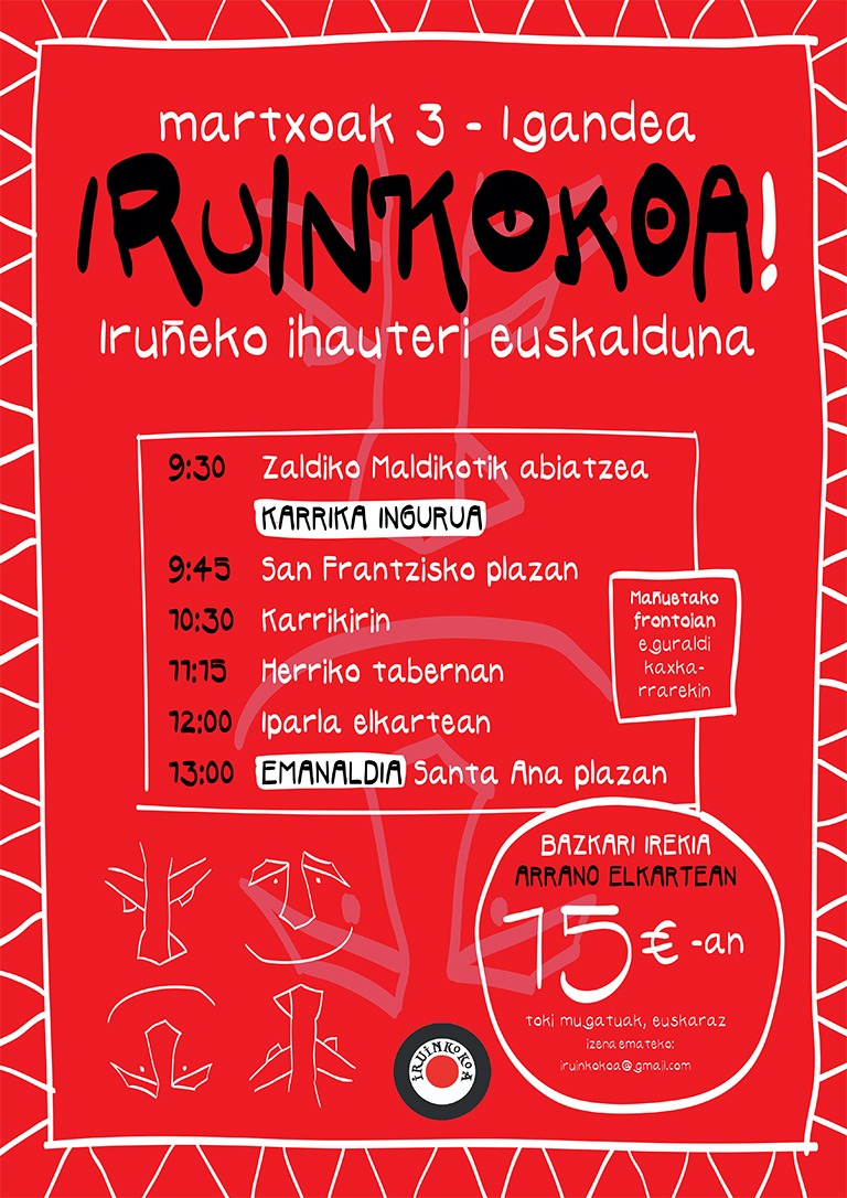 Iruinkokoak hiri buruzagiko karrikak hartuko ditu martxoaren 3an