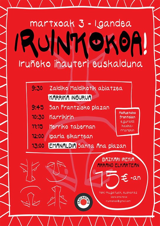 Iruinkokoak hiri buruzagiko karrikak hartuko ditu martxoaren 3an