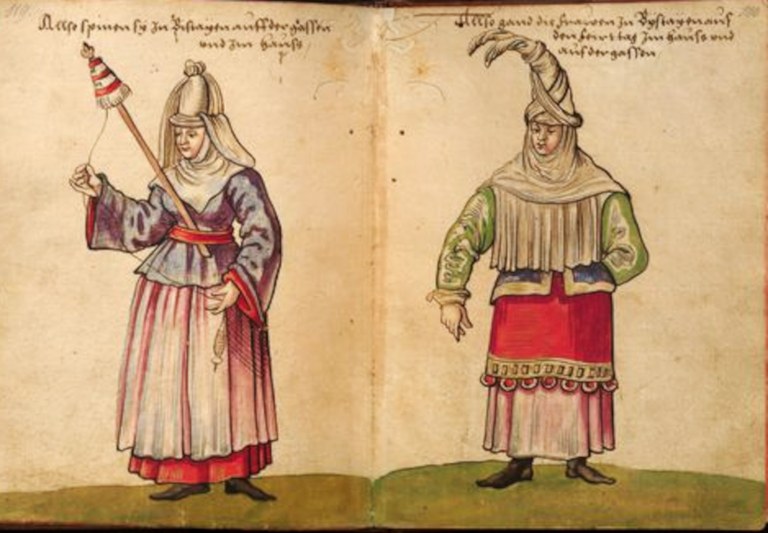 Weiditz 172 Euskal emakumea haritzen eta euskal emakume baten festarako jantzia