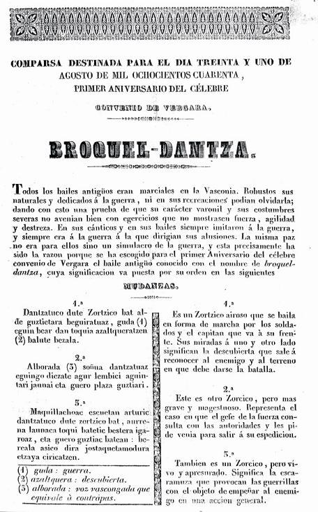 Brokel-dantza Bergarako besarkadaren urteurrenean, 1840an