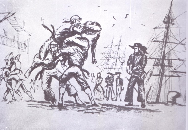 Ezpata-dantza, Kaxarranka eta bizarracerretia Lekeitioko 1740ko San Pedroetan